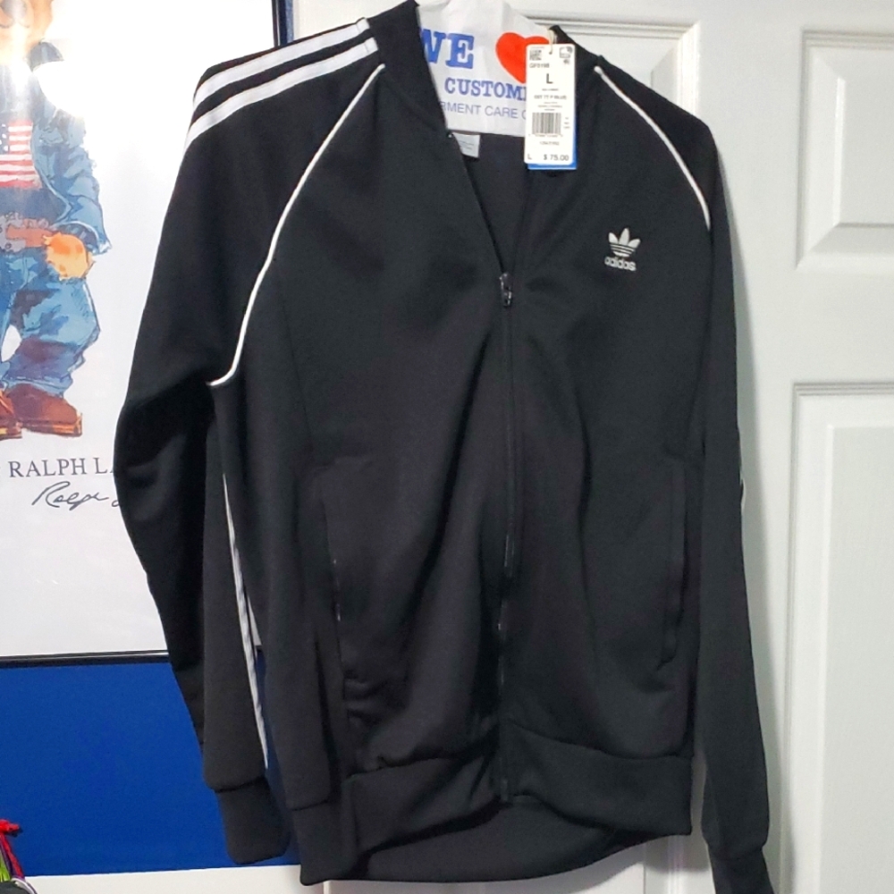 Adidas Sz L  Black And White Track Jacket